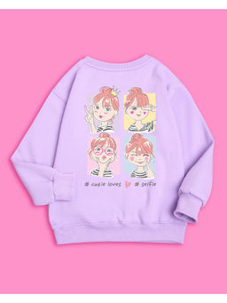 Nusyl - Girls Lilac Selfie Printed Sweatshirts