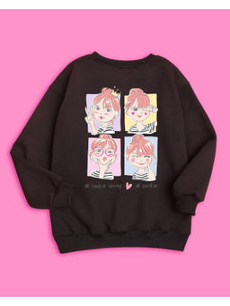 Nusyl - Girls Brown Selfie Printed Sweatshirts