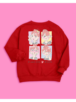 Nusyl - Girls Red Selfie Printed Sweatshirts