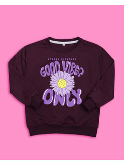 Nusyl - Girls Burgundy Good Vibes Only Sweatshirts