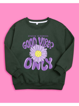 Nusyl - Girls Olive Good Vibes Only Sweatshirts