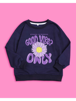 Nusyl - Girls Navy Blue Good Vibes Only Sweatshirts