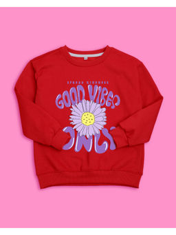 Nusyl - Girls Red Good Vibes Only Sweatshirts