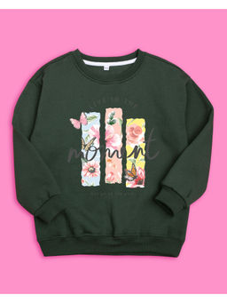 Nusyl - Girls Olive Moment Printed Sweatshirts