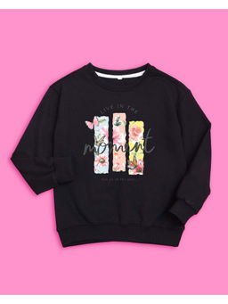 Nusyl - Girls Black Moment Printed Sweatshirts