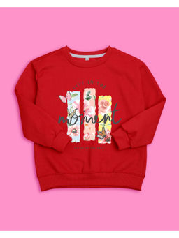 Nusyl - Girls Red Moment Printed Sweatshirts