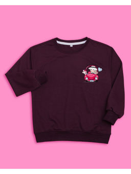 Nusyl - Girls Burgundy Girl Printed Sweatshirts