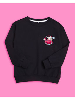 Nusyl - Girls Black Girl Printed Sweatshirts