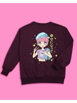 Nusyl - Girls Burgundy Girl Printed Sweatshirts