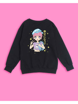 Nusyl - Girls Black Girl Printed Sweatshirts