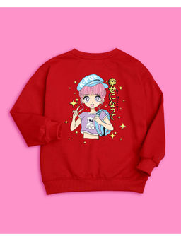 Nusyl - Girls Red Girl Printed Sweatshirts