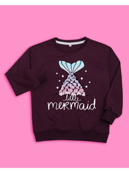 Nusyl - Girls Burgundy Mermaid Printed Sweatshirts