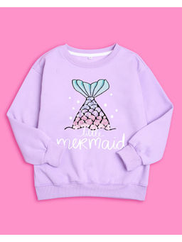 Nusyl - Girls Lilac Mermaid Printed Sweatshirts