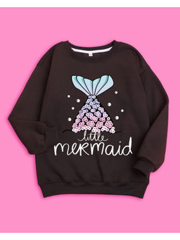 Nusyl - Girls Brown Mermaid Printed Sweatshirts
