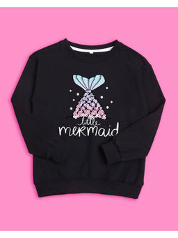 Nusyl - Girls Black Mermaid Printed Sweatshirts