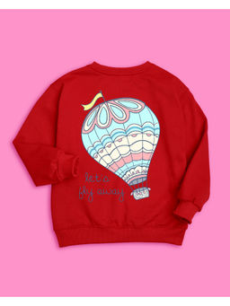 Nusyl - Girls Red Graphic Printed Sweatshirts