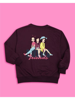 Nusyl - Girls Burgundy Friends Forever Printed Sweatshirts