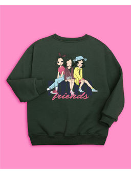 Nusyl - Girls Olive Friends Forever Printed Sweatshirts