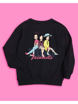 Nusyl - Girls Black Friends Forever Printed Sweatshirts