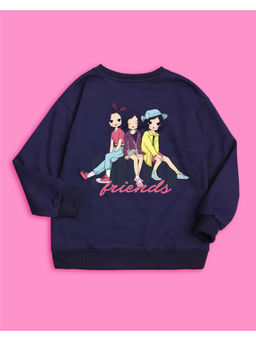 Nusyl - Girls Navy Blue Friends Forever Printed Sweatshirts