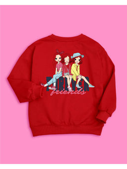 Nusyl - Girls Red Friends Forever Printed Sweatshirts