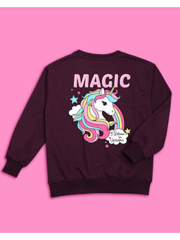 Nusyl - Girls Burgundy Magic Printed Sweatshirts