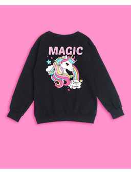 Nusyl - Girls Black Magic Printed Sweatshirts