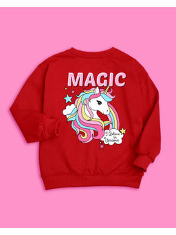 Nusyl - Girls Red Magic Printed Sweatshirts