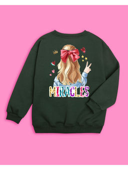 Nusyl - Girls Olive Miracles Printed Sweatshirts