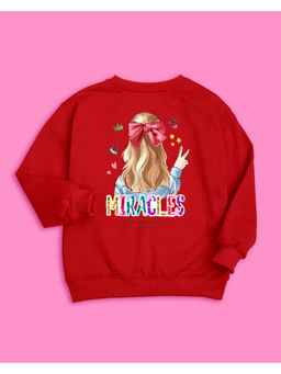 Nusyl - Girls Red Miracles Printed Sweatshirts