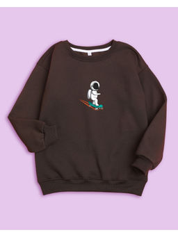 Nusyl - Unisex Brown Astronaut Printed Round Neck Sweatshirts