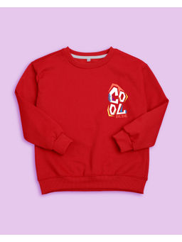 Nusyl - Unisex Red Cool Printed Round Neck Sweatshirts