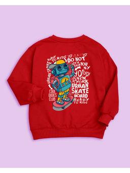 Nusyl - Unisex Red Robot Printed Round Neck Sweatshirts