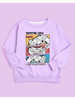 Nusyl - Unisex Lilac Game On Printed Round Neck Sweatshirts