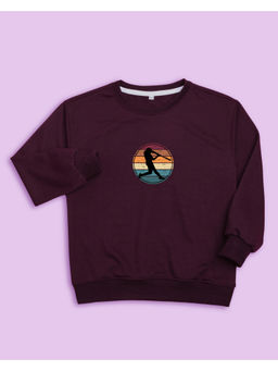 Nusyl - Unisex Burgundy Graphic Printed Round Neck Sweatshirts