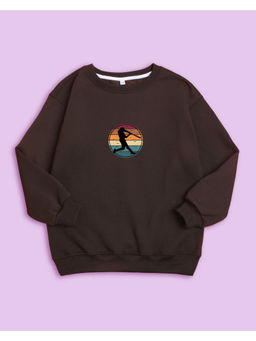 Nusyl - Unisex Brown Graphic Printed Round Neck Sweatshirts