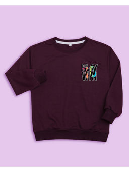 Nusyl - Unisex Burgundy Play To Win Printed Round Neck Sweatshirts
