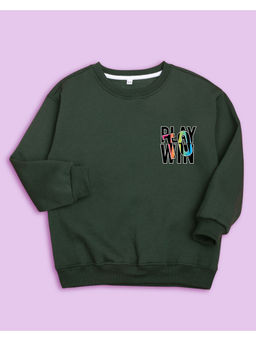 Nusyl - Unisex Olive Play To Win Printed Round Neck Sweatshirts
