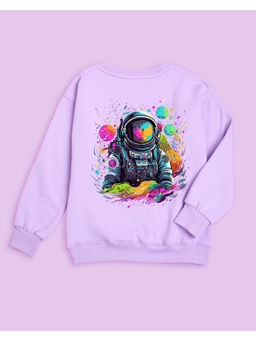 Nusyl - Unisex Lilac Astronaut Printed Round Neck Sweatshirts