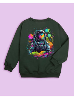 Nusyl - Unisex Olive Astronaut Printed Round Neck Sweatshirts