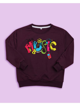 Nusyl - Unisex Burgundy Magic Printed Round Neck Sweatshirts
