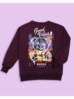 Nusyl - Unisex Burgundy Summer Vibe Printed Round Neck Sweatshirts