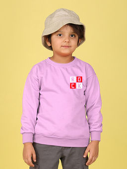 Nusyl - Boys Lilac Rock Text Printed Oversized Round Neck Sweatshirt