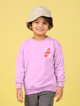 Nusyl - Boys Lilac Awesomeness Text Printed Oversized Round Neck Sweatshirt
