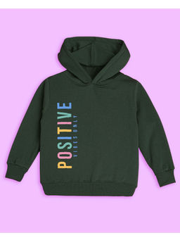 Nusyl - Unisex Olive Positive Printed Hoodies