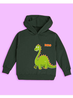 Nusyl - Unisex Olive Dinosaur Printed Hoodies