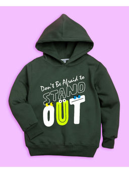 Nusyl - Unisex Olive Text Printed Hoodies