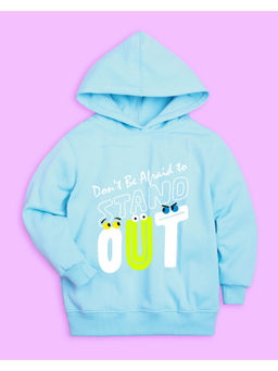 Nusyl - Unisex Sky Blue Text Printed Hoodies