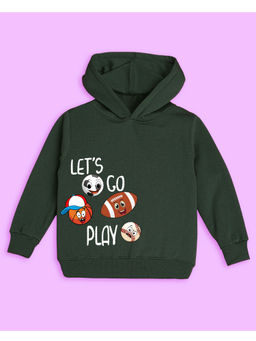 Nusyl - Unisex Olive Lets Go Play Printed Hoodies