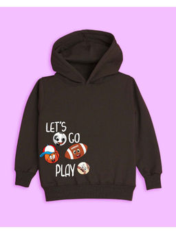 Nusyl - Unisex Brown Lets Go Play Printed Hoodies